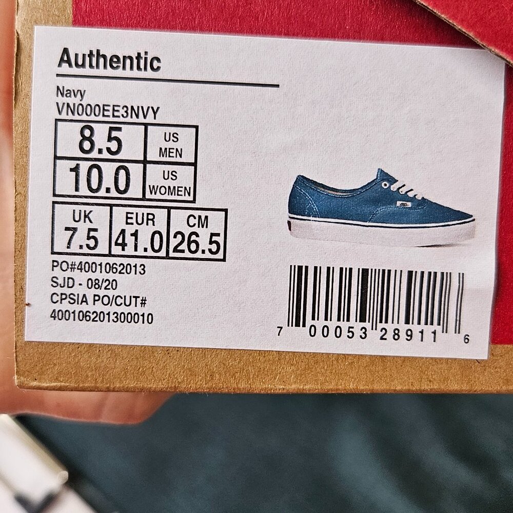 Vans authentic Blue Mens 8.5 / women's 10.0 never worn